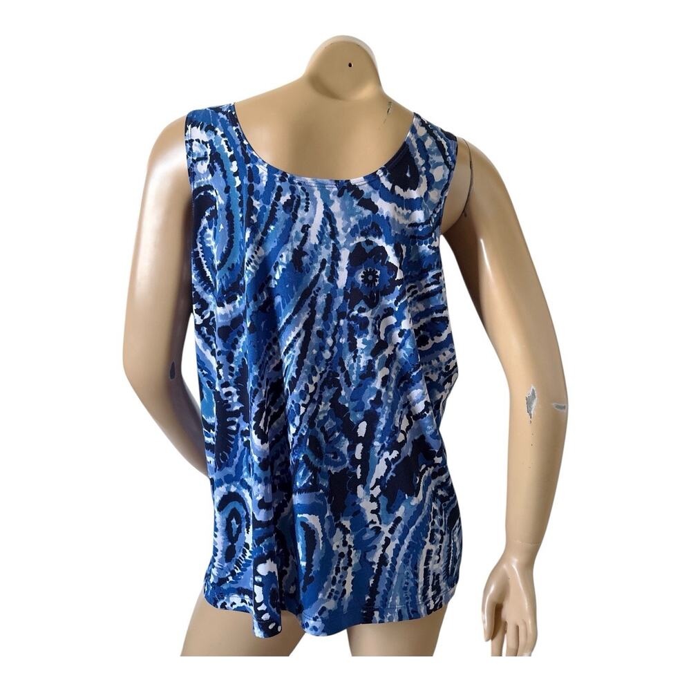 Chicos Travelers Womens Size 3 XL Blue Abstract Stretch Sleeveless Tank Top - Picture 3 of 5